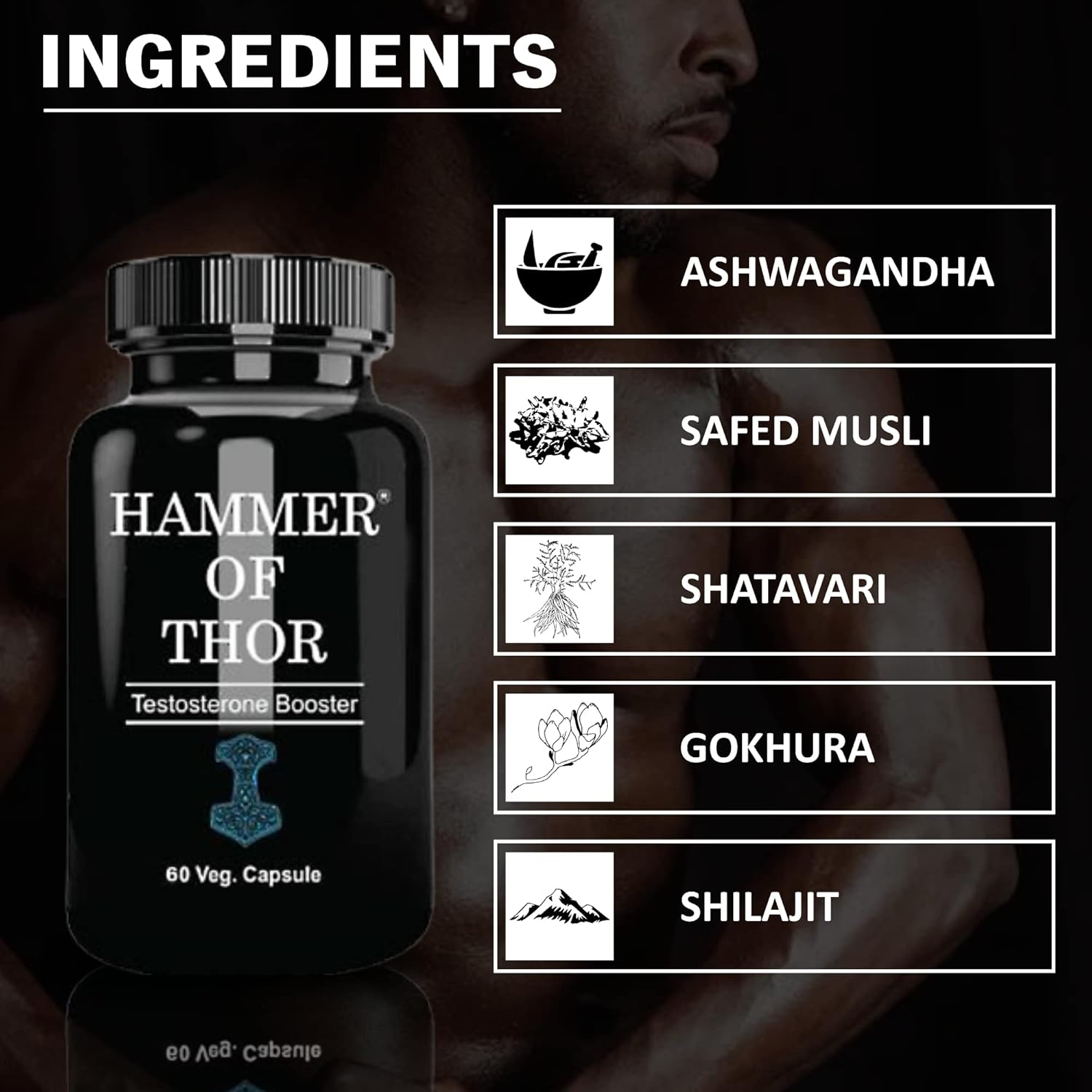 Hammer of Thor Immunty Capsule Herbal Supplement 100% Pure Natural Herbs Extract Only for Men 60 Capsule